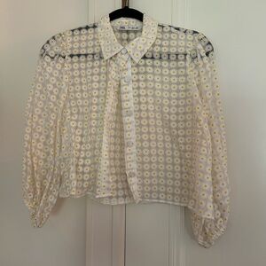 Zara daisy sheer crop button up